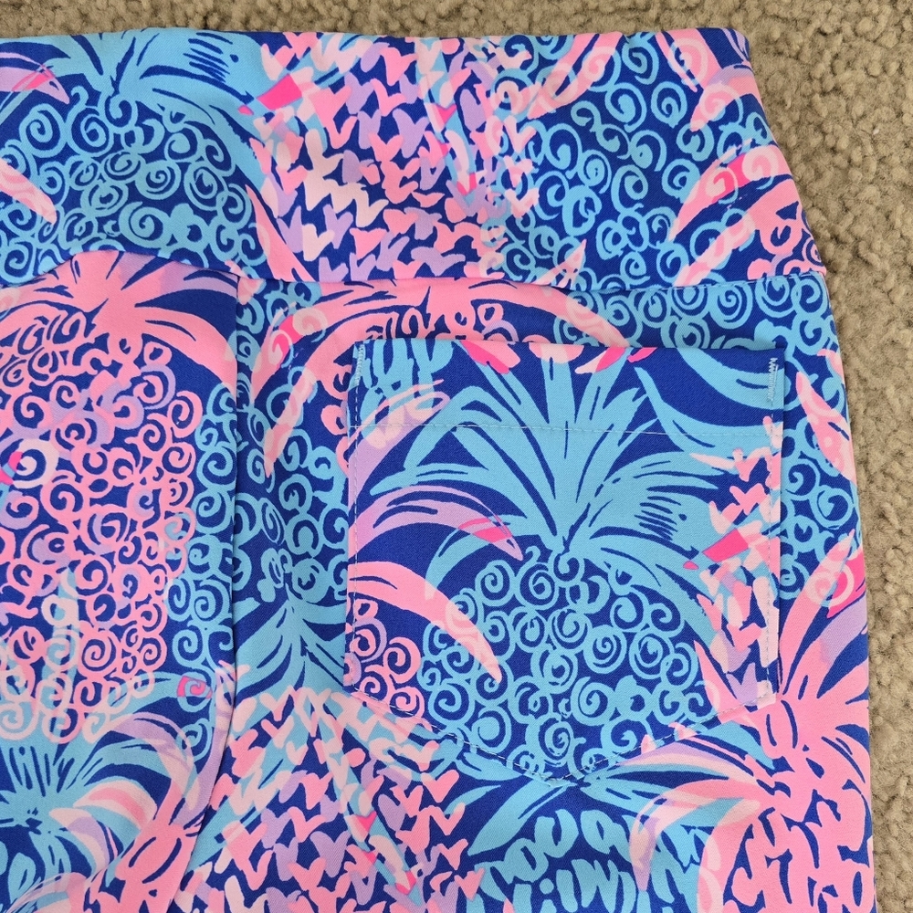 Lilly Pulitzer Corso Ankle Pants LUXLETIC Borealis Blue Tropic Down Low Size 00 - Picture 6 of 6